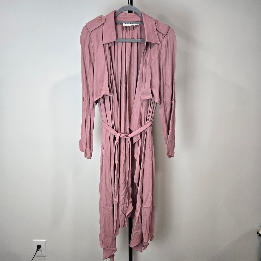 Line + Dot Mauve Duster Trench Coat Dusty Rose Waterfall Jacket XS Boho Layer